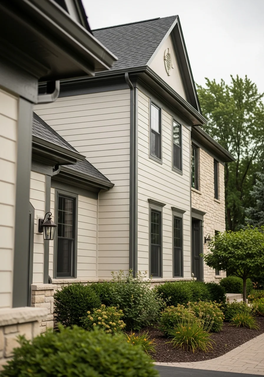 Detail shot of quality home exterior in Naperville showing craftsmanship and finish.