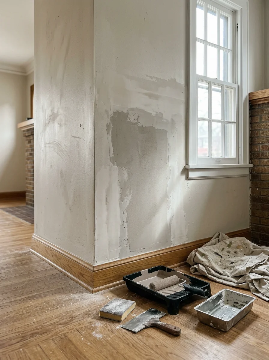 Interior drywall repair and paint work in a Wheaton, Illinois home